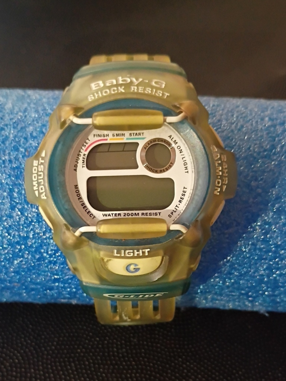 Casio Baby-G Translucent Yellow-Green and Blue Digital Sports Watch( No Battery)